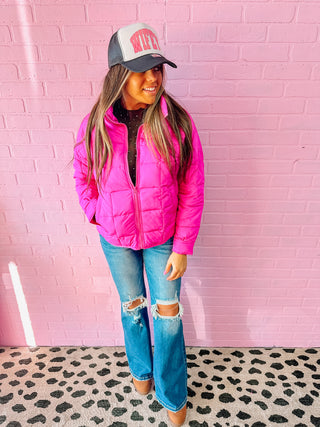 Bright Pink Puff Jacket