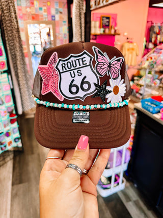 Brown Route 66 Trucker with Chain