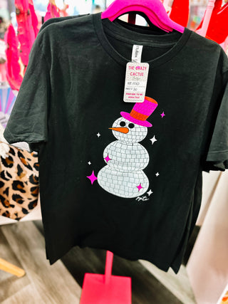 Disco Snowman Glitter Tee