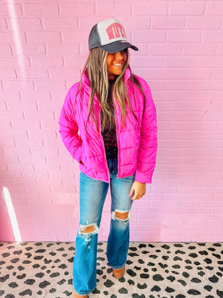 Bright Pink Puff Jacket