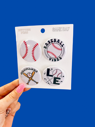 Baseball Button Pin Set