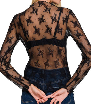 Black Lace Mesh Top