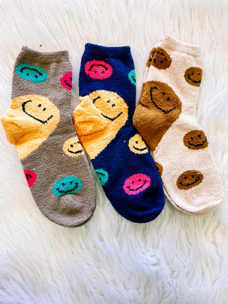 Smiley Fuzzy Socks