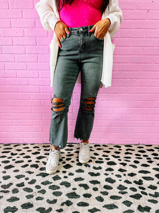 Grey High Rise Vintage Flare Jeans