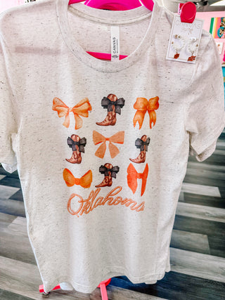 Oklahoma Boots & Bows Tee- Orange