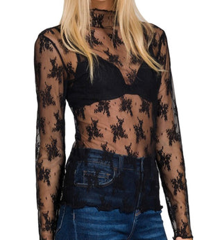 Black Lace Mesh Top