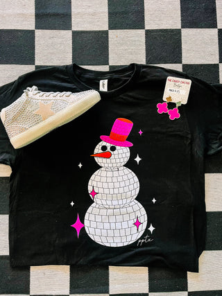 Disco Snowman Glitter Tee