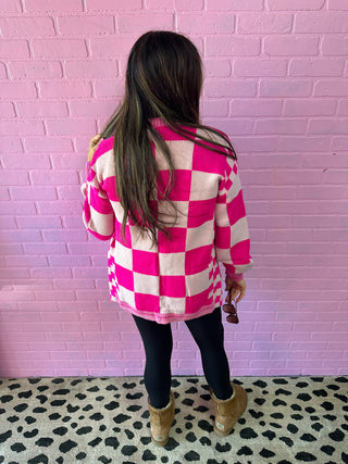 Pink Valentine Checkered Cardigan