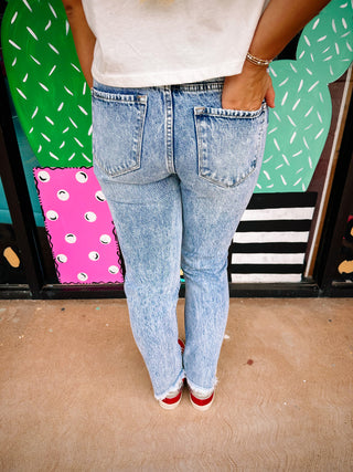 High Rise Distressed Mom Jeans