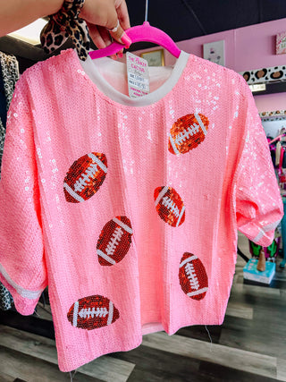 Sequin Game Day Top- PINK