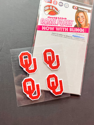 Glitter OU Game Day Temporary Tattoos